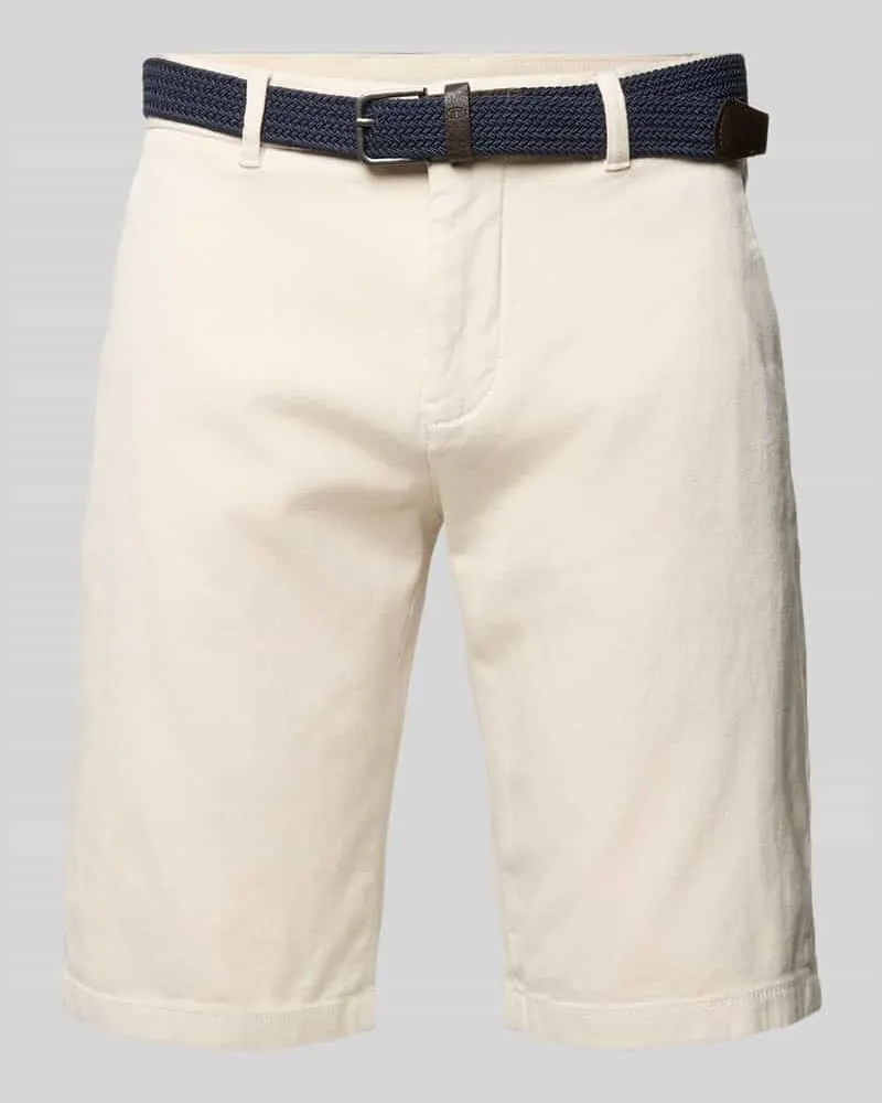 Tom Tailor Slim Fit Bermudas aus Baumwoll-Elasthan-Mix Beige