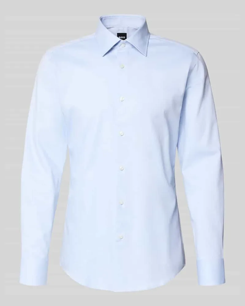 HUGO BOSS Slim Fit Businesshemd aus Baumwoll-Mix Modell 'HANK Bleu