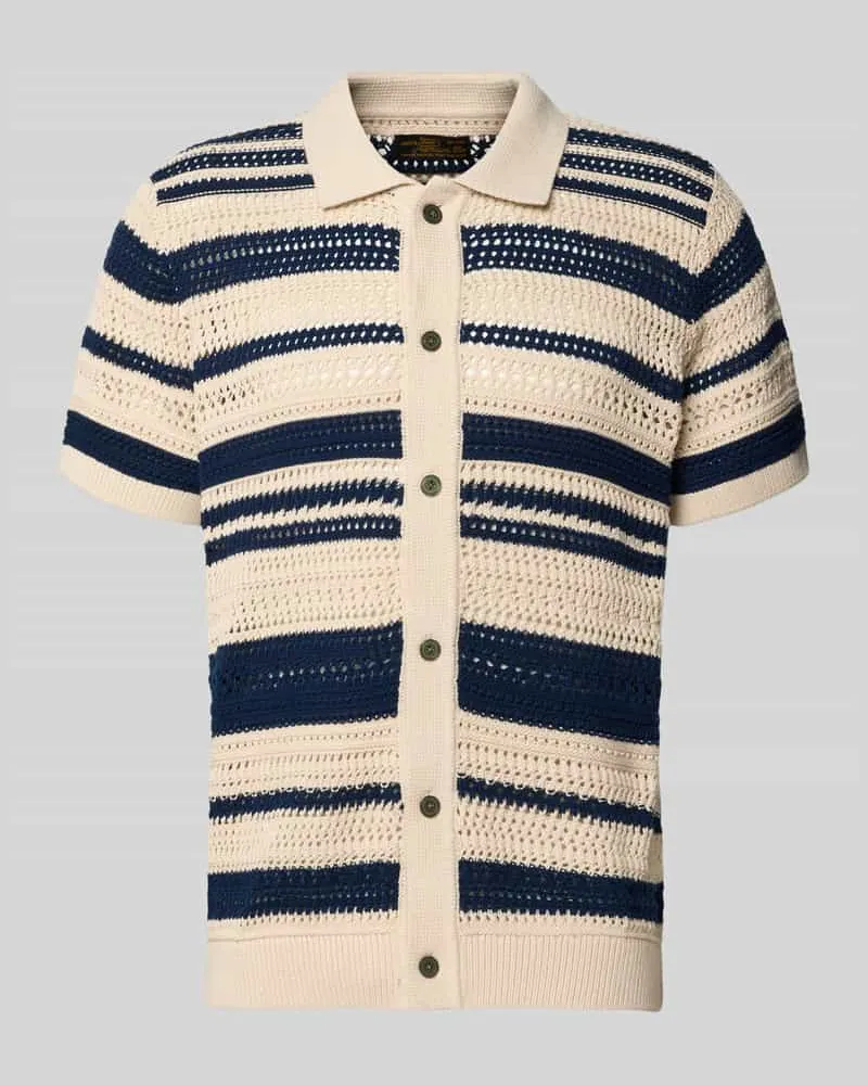 Jack & Jones Modern Fit Freizeithemd in Strick-Optik mit Knopfleiste Marine