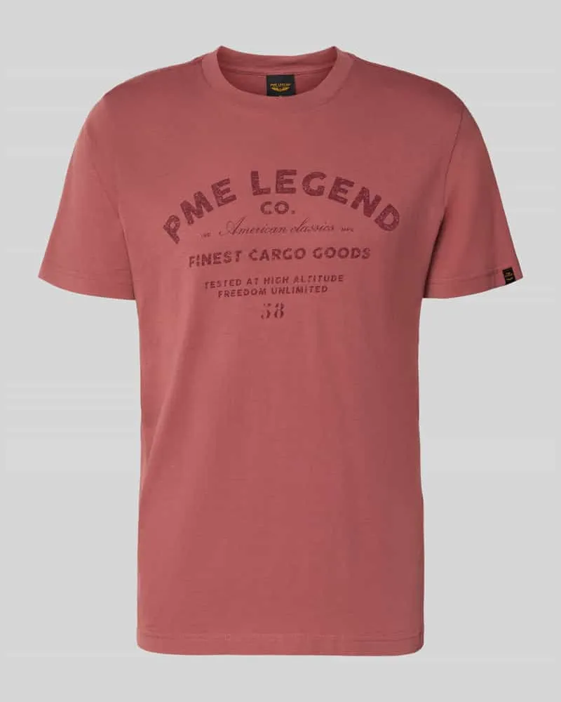 PME Legend Regular Fit T-Shirt mit Logo-Print Rostrot