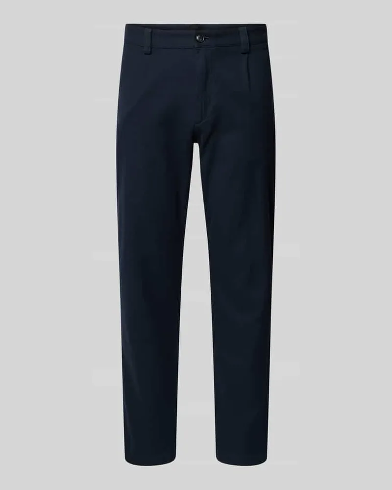 HUGO BOSS Tapered Fit Chino aus Baumwoll-Mix Modell 'CHINO PLEATED Marine