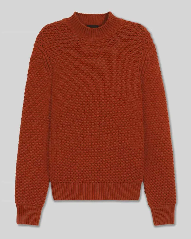 HUGO BOSS Regular Fit Strickpullover aus reiner Schurwolle Modell 'C-HELETTO' - BECKHAM x Orange