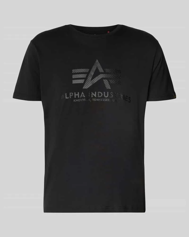 Alpha Industries T-Shirt mit Label-Print und Rundhalsausschnitt 