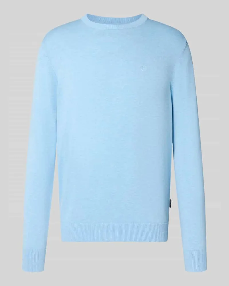 Bugatti Relaxed Fit Strickpullover aus reiner Baumwolle Hellblau