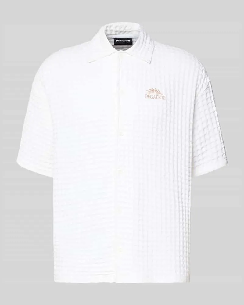 PEGADOR Relaxed Fit Freizeithemd mit Strukturmuster Offwhite