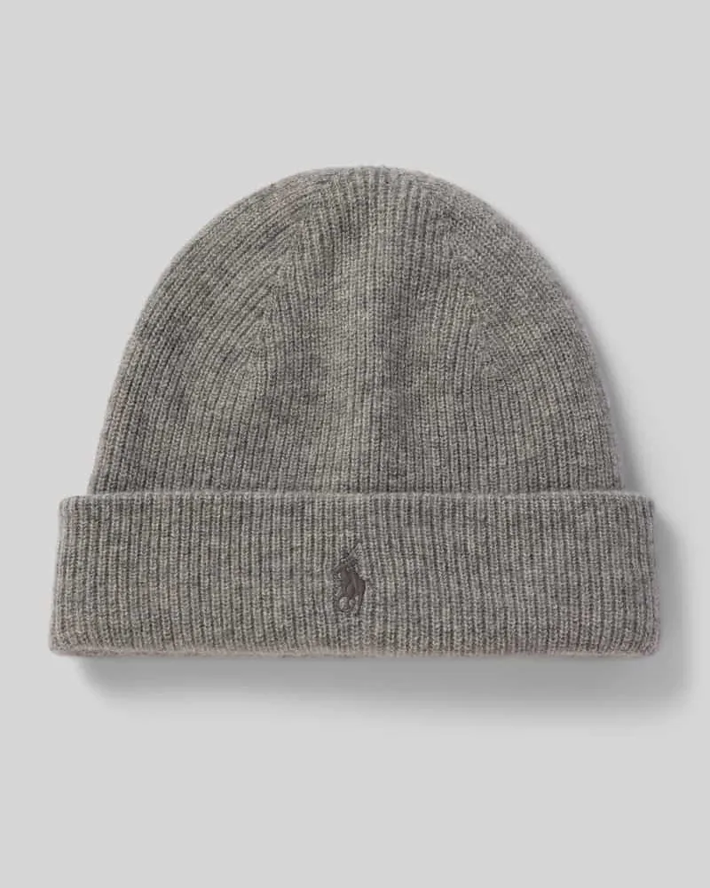 Ralph Lauren Beanie mit Label-Stitching Mittelgrau