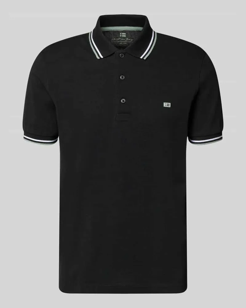 Christian Berg Regular Fit Poloshirt mit Kontraststreifen Black
