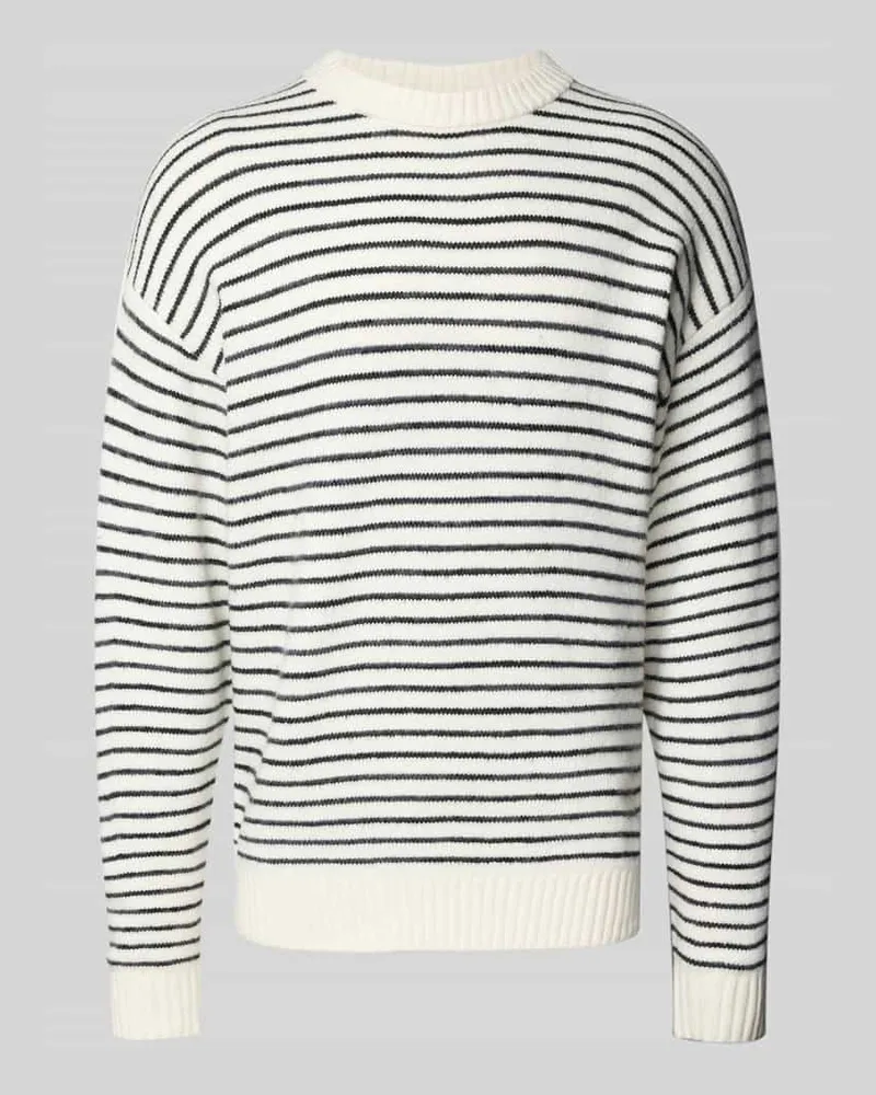 Jack & Jones Strickpullover mit Streifenmuster Modell 'SOHO OLLIE Offwhite