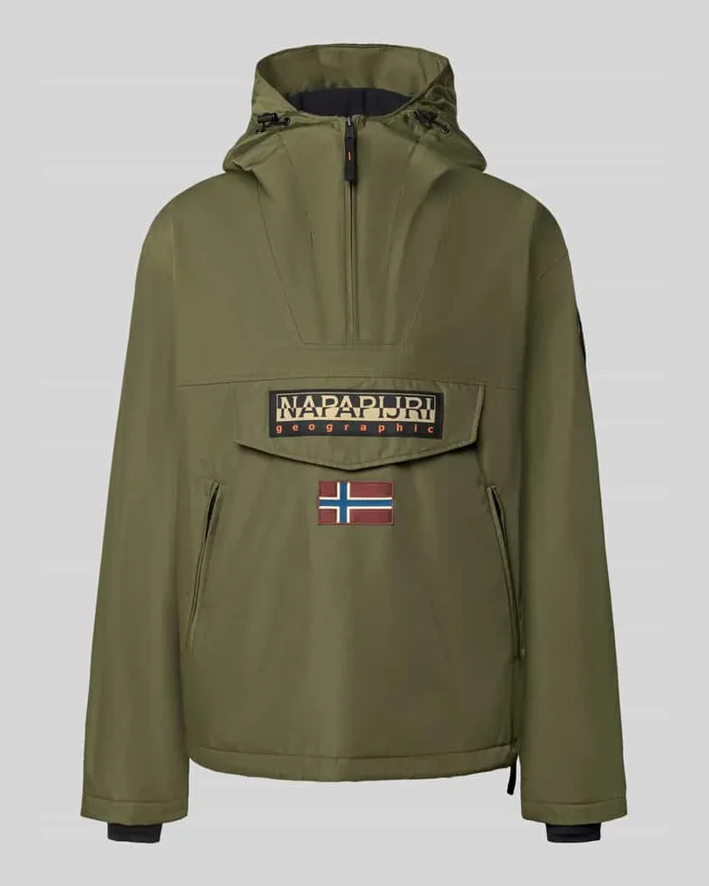 Napapijri Jacke mit Kapuze und kurzem Reißverschluss Khaki