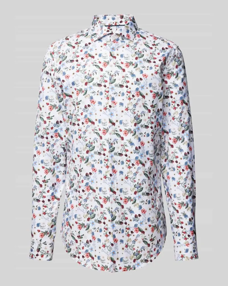 JAKE*S Slim Fit Businesshemd mit extra langem Arm Weiss