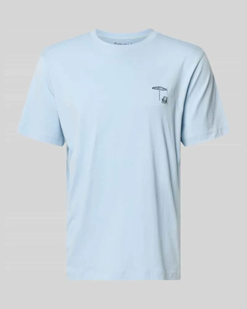 Selected Homme Regular Fit T-Shirt aus reiner Baumwolle Modell 'HASPEN Hellblau