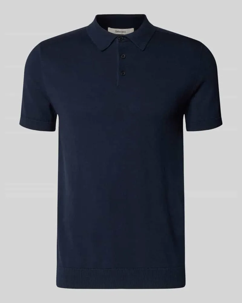 Selected Homme Regular Fit Poloshirt aus reiner Baumwolle Modell 'BERG Blau