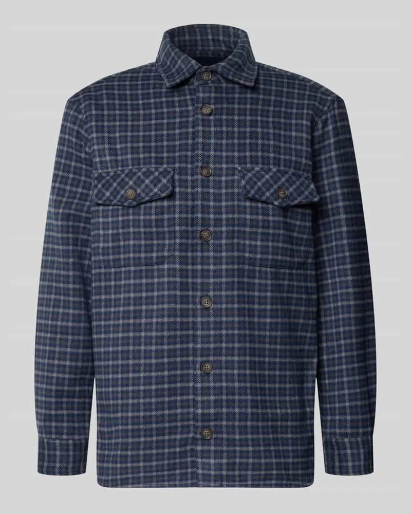 Christian Berg Regular Fit Overshirt mit Karo-Muster Marine