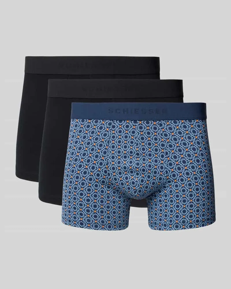 Schiesser Slim Fit Trunks mit Logo-Detail im 3er-Pack Black