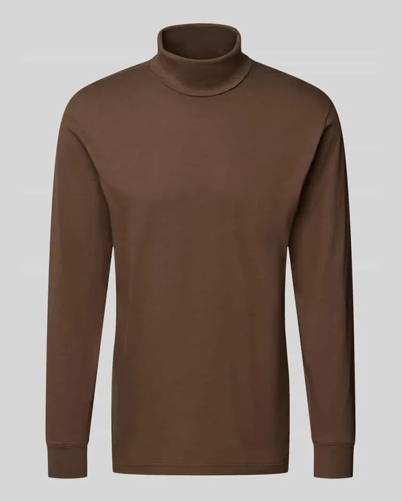 Ragman Longsleeve mit Rollkragen Dunkelbraun