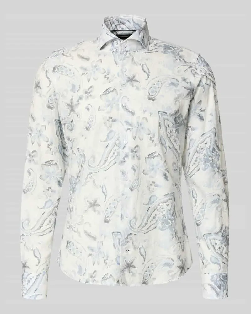 JOOP! Slim Fit Business-Hemd aus Leinen-Mix Modell 'Pai Marine