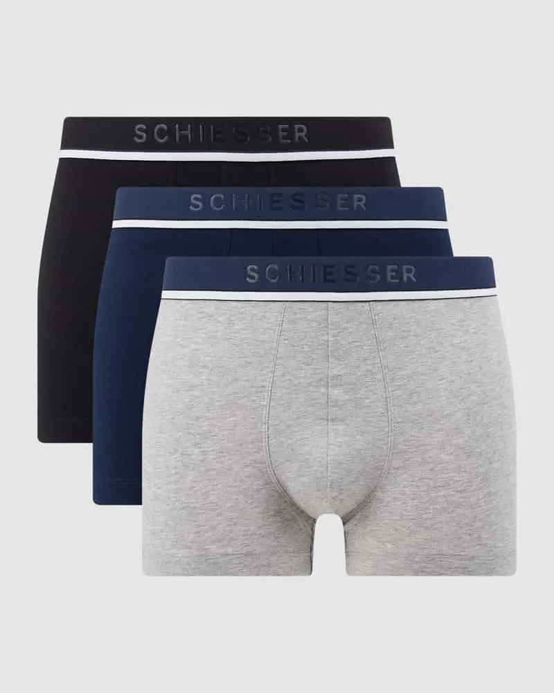 Schiesser Trunks mit Stretch-Anteil im 3er-Pack Mittelgrau