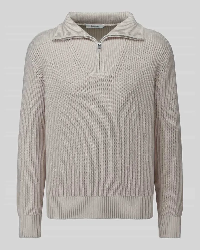 Selected Relaxed Fit Troyer aus reiner Baumwolle Modell 'DRY Offwhite