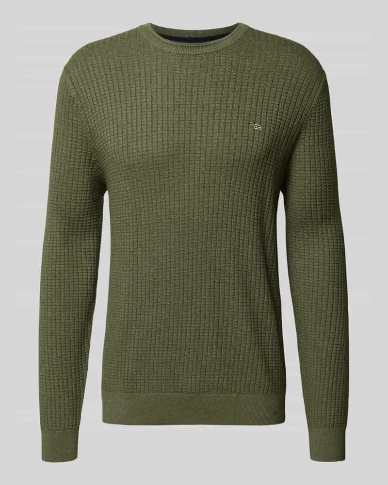 Christian Berg Strickpullover mit Label-Detail Oliv