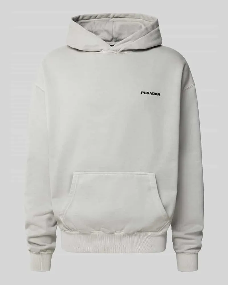 PEGADOR Oversized Hoodie mit Logo-Stitching und Känguru-Tasche Hellgrau
