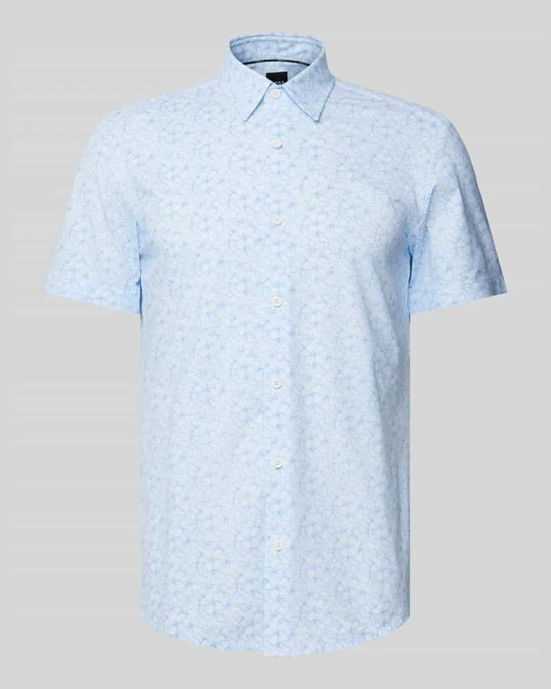 HUGO BOSS Slim Fit Freizeithemd mit 1/2-Arm Modell 'ROAN Hellblau