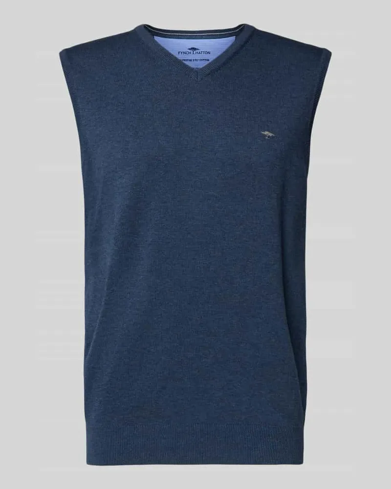 Fynch-Hatton Pullunder mit Logo-Detail Modell 'Slipover Superfine Jeansblau