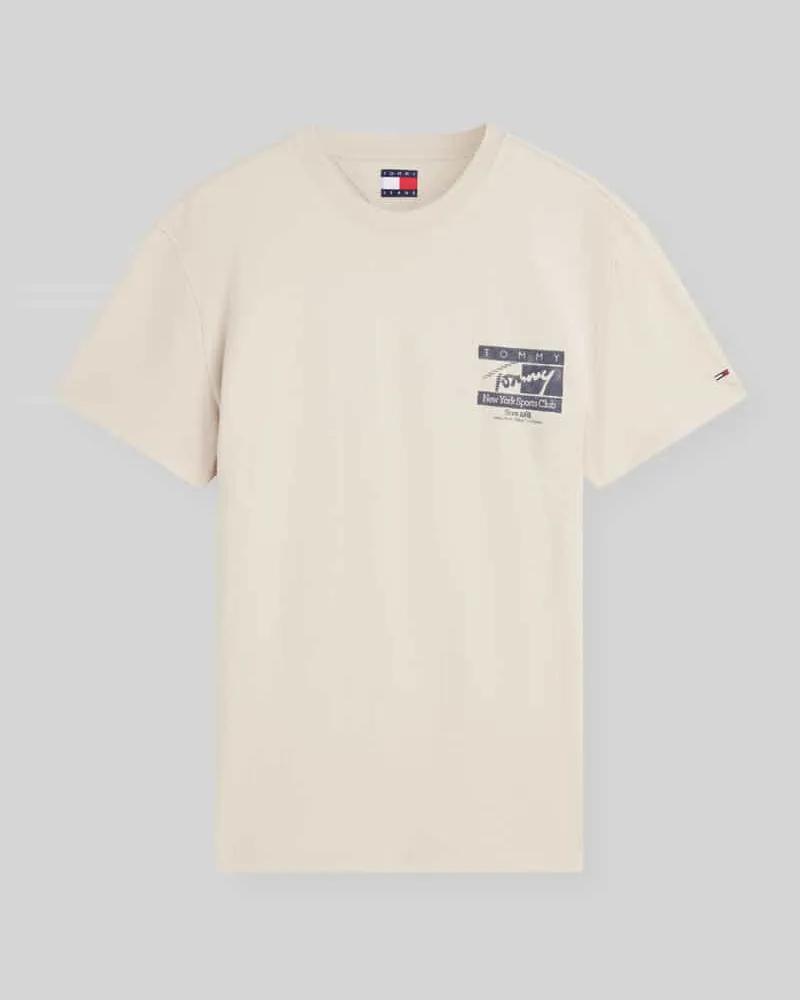Tommy Hilfiger Regular Fit T-Shirt aus reiner Baumwolle mit Rücken-Print Beige