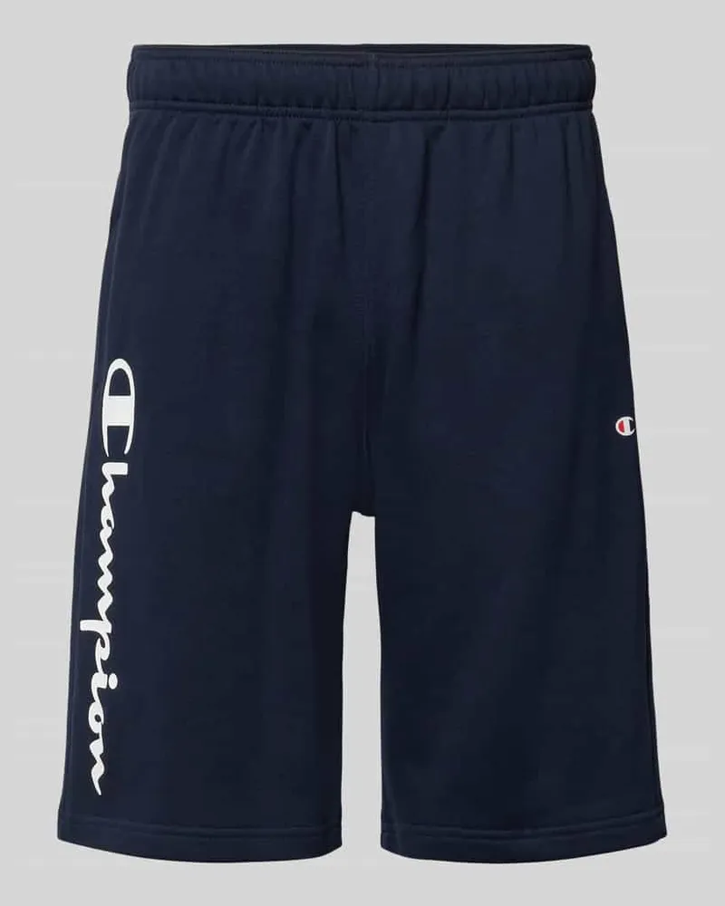 Champion Shorts mit Logo-Print und -Stitching Marine