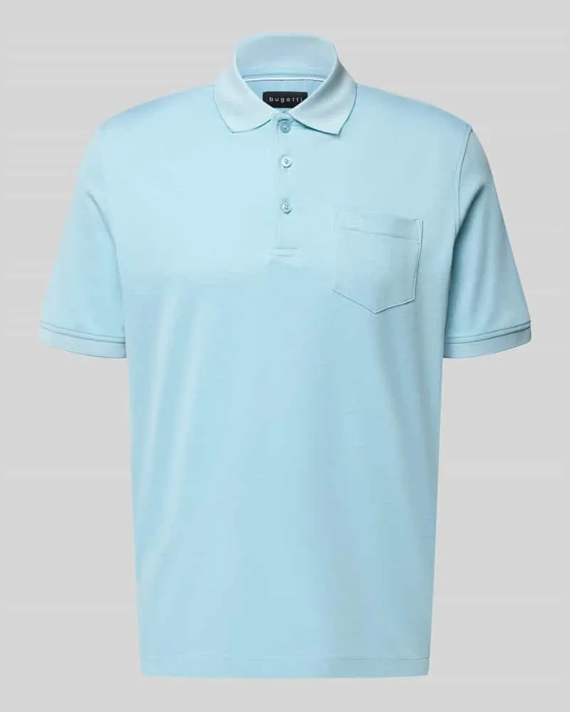 Bugatti Regular Fit Poloshirt mit Brusttasche und Label-Stitching Aqua