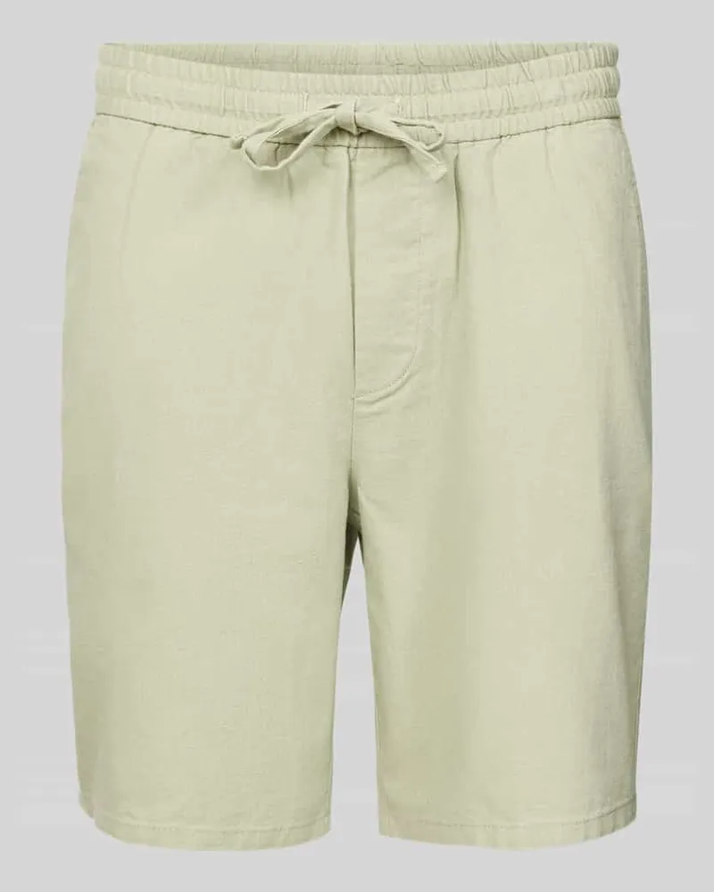 Only & Sons Regular Fit Shorts aus Baumwoll-Leinen-Mix Modell 'LINUS Hellgruen