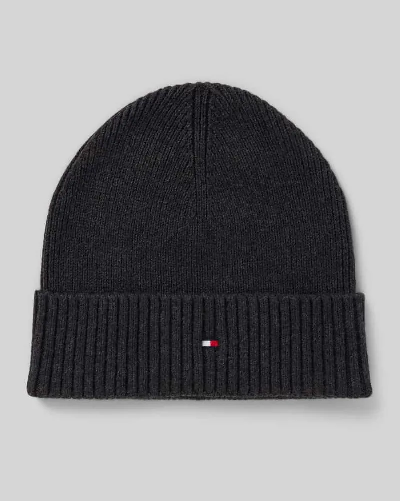 Tommy Hilfiger Beanie aus Baumwoll-Kaschmir-Mix Anthrazit