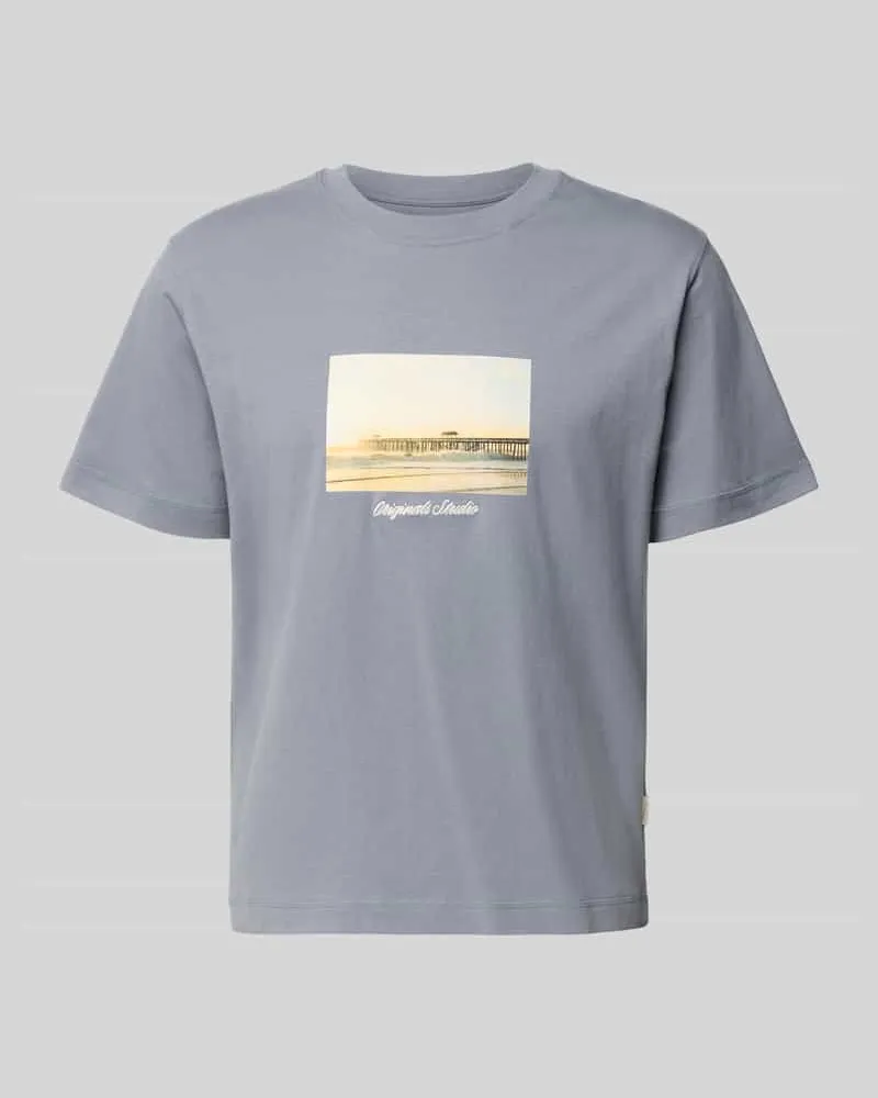 Jack & Jones T-Shirt mit Rundhalsausschnitt Modell 'JORNORREBRO Rauchblau
