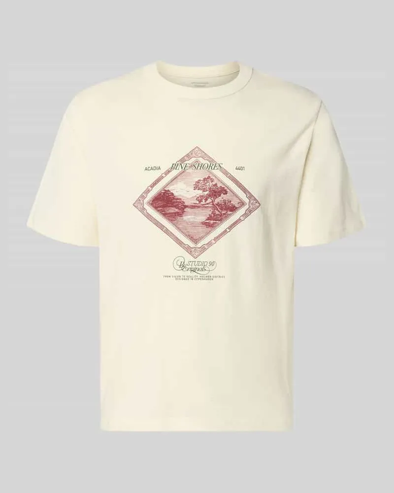 Jack & Jones T-Shirt mit Label-Print Modell 'NIAGARA Offwhite