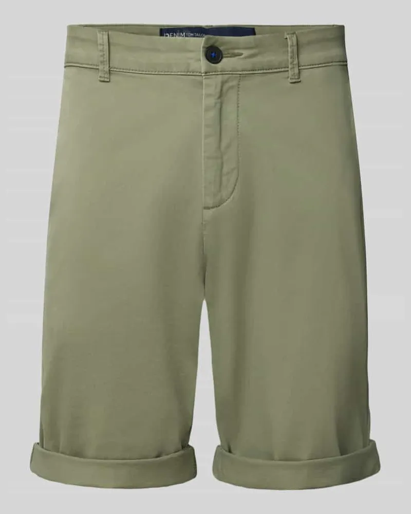 Tom Tailor Regular Fit Bermudas aus Baumwoll-Mix Oliv