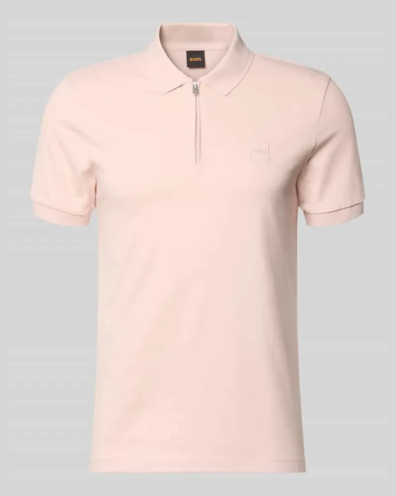 HUGO BOSS Regular Fit Poloshirt mit Zipper Hellrosa