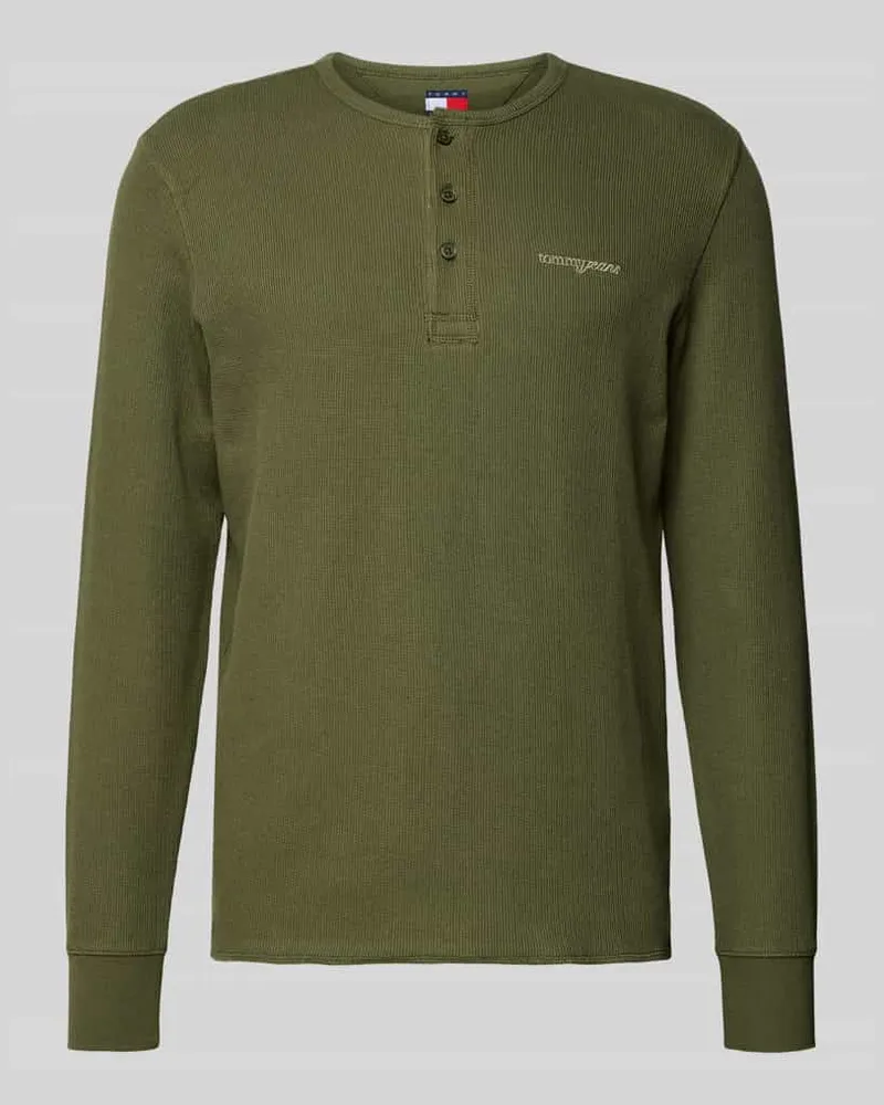 Tommy Hilfiger Regular Fit Langarmshirt aus reiner Baumwolle Oliv