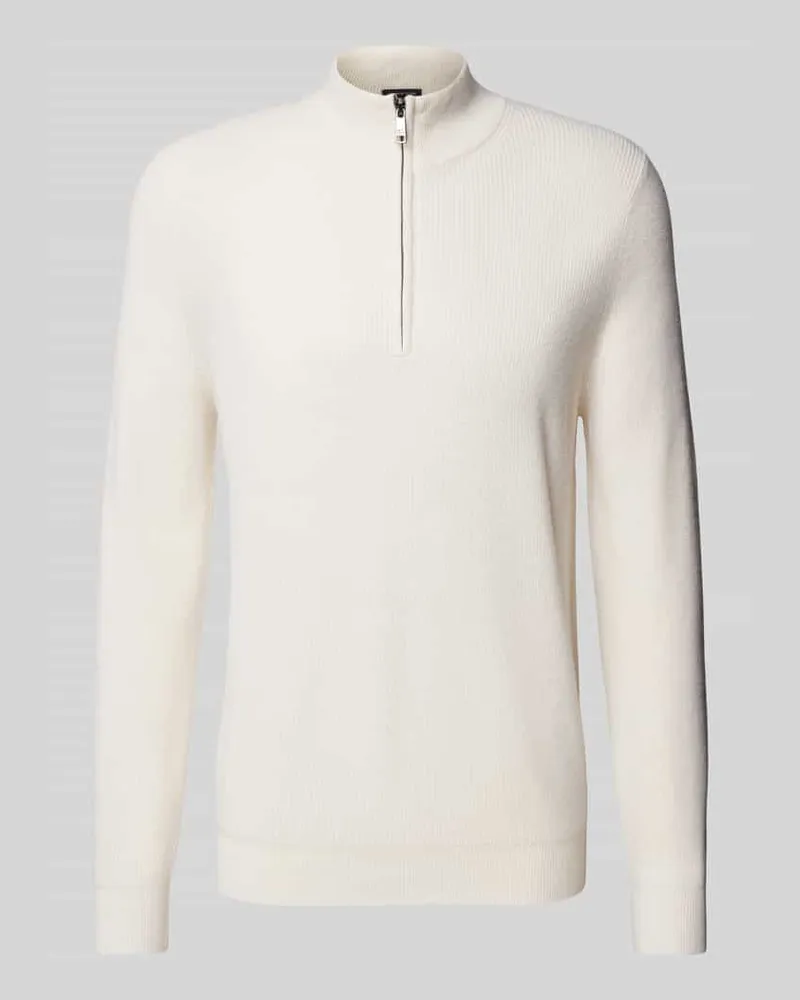 Christian Berg Regular Fit Troyer aus Woll-Kaschmir-Mix Offwhite