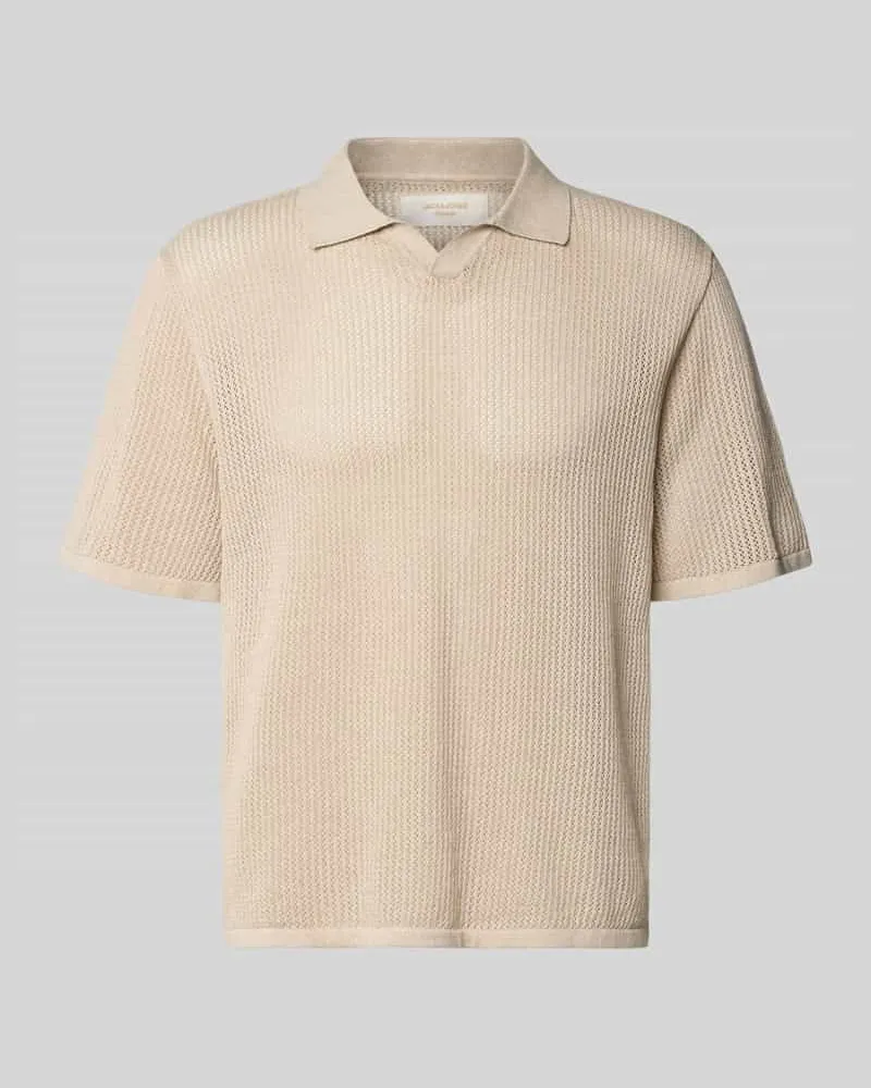 Jack & Jones Regular Fit Strick-Poloshirt Modell 'CASSIS Beige