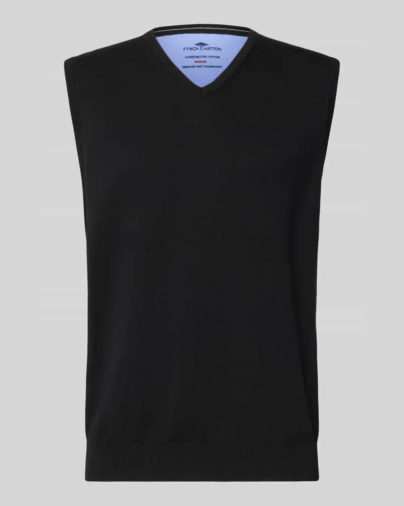 Fynch-Hatton Regular Fit Pullunder aus reiner Baumwolle mit Logo-Stickerei Black