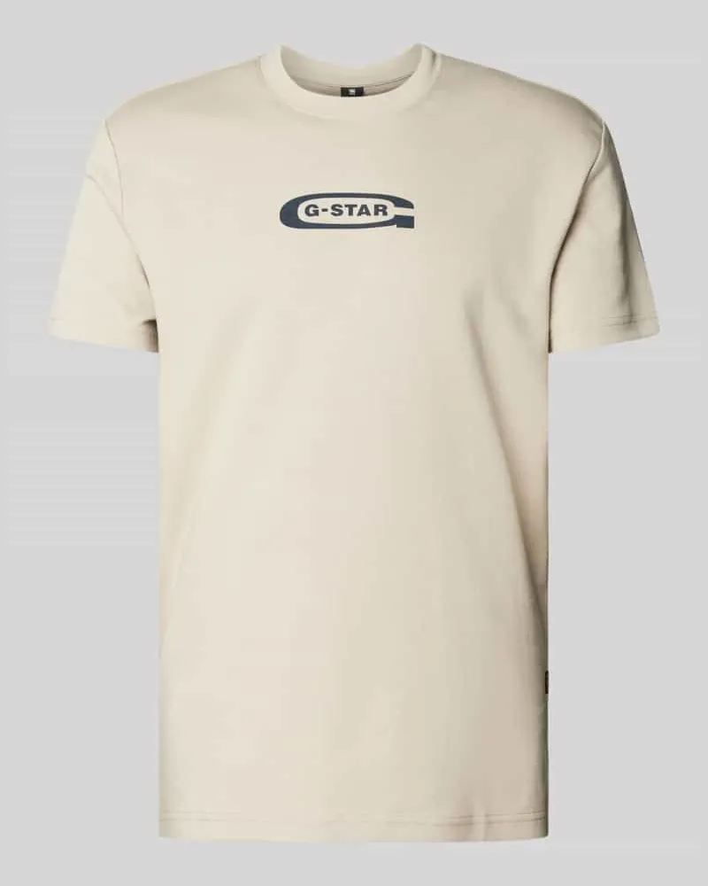 G-STAR RAW T-Shirt mit Label-Print Beige