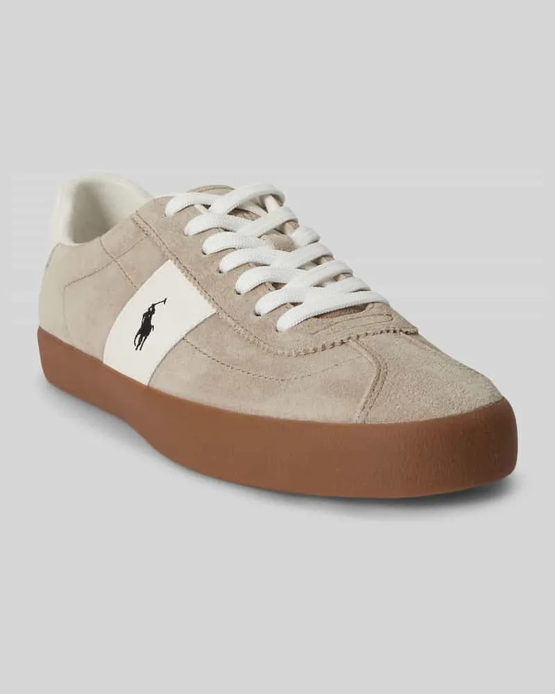 Ralph Lauren Low Top Sneaker aus Veloursleder Beige