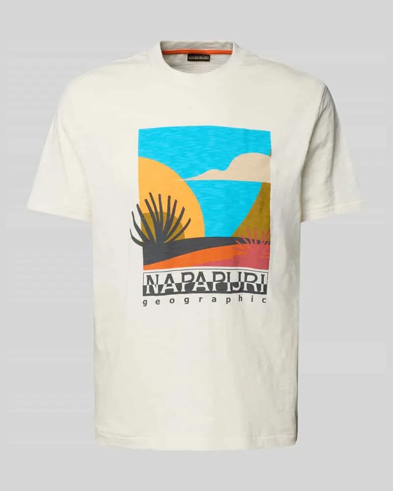 Napapijri T-Shirt mit Label-Print Modell 'ARBIA Weiss