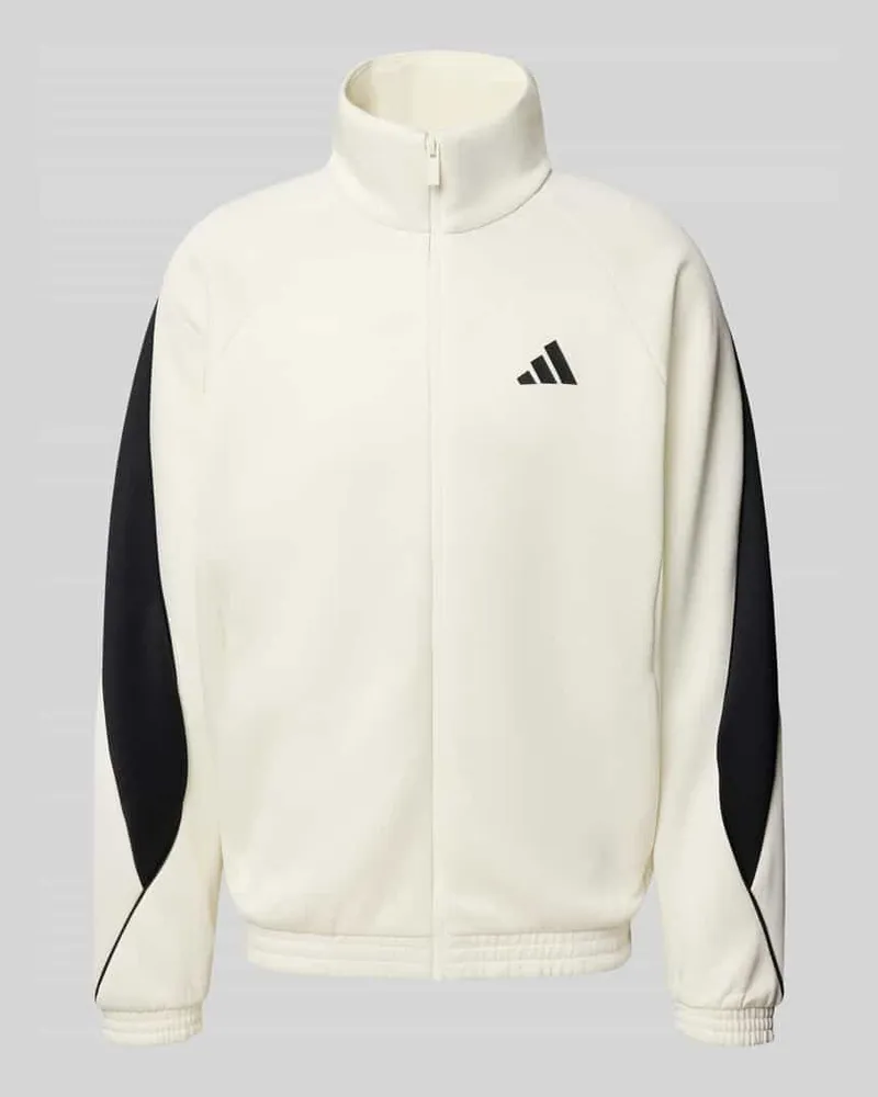 adidas Sweatjacke mit Logo und Stehkragen Offwhite