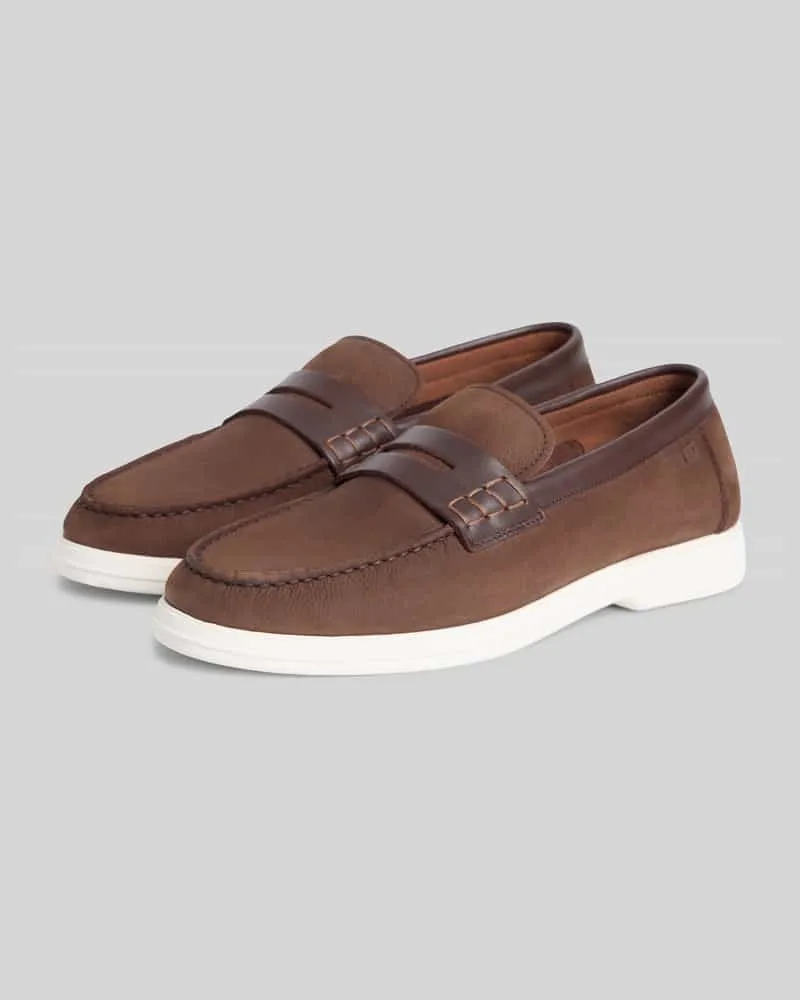 Tommy Hilfiger Slipper aus echtem Leder Mittelbraun