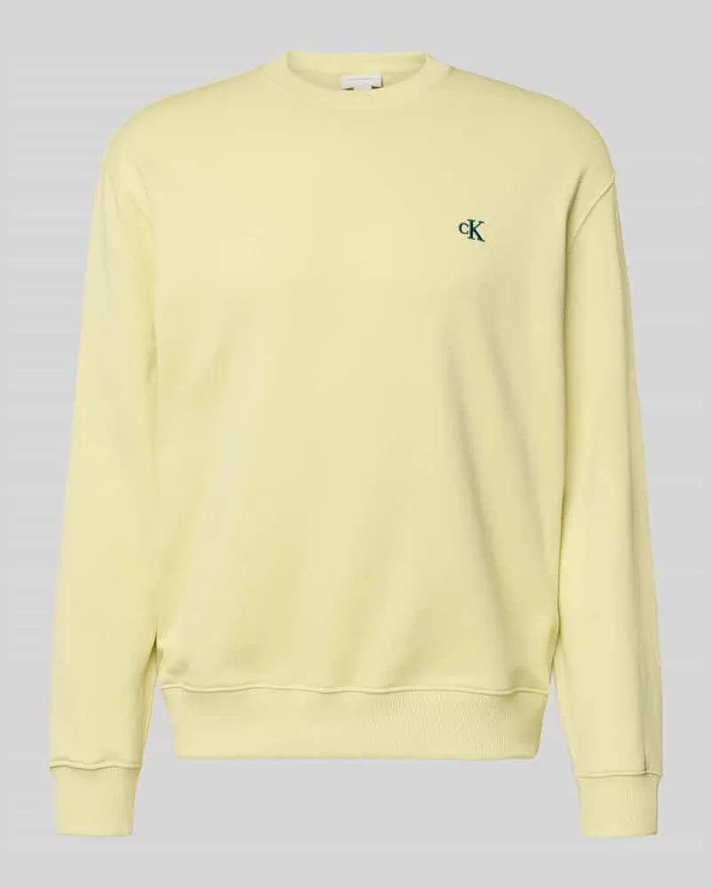 Calvin Klein Sweatshirt aus reiner Baumwolle Hellgelb