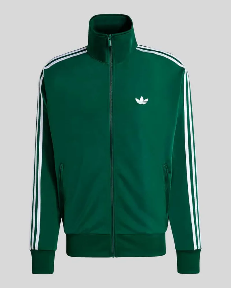 adidas Relaxed Fit Sweatjacke mit Logo-Stitching Modell 'FIREBIRD Dunkelgruen