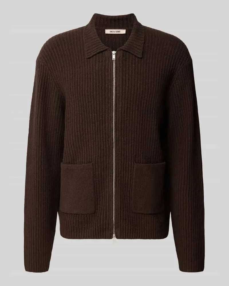 Only & Sons Strickjacke mit Reißverschluss Taupe