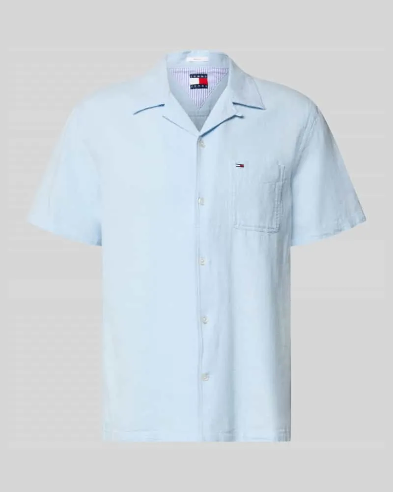 Tommy Hilfiger Regular Fit Freizeithemd aus Leinen-Baumwoll-Mix Hellblau