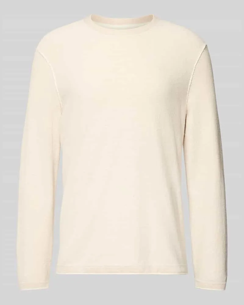 Marc O'Polo Regular Fit Strickpullover aus Baumwoll-Viskose-Leinen-Mix Beige