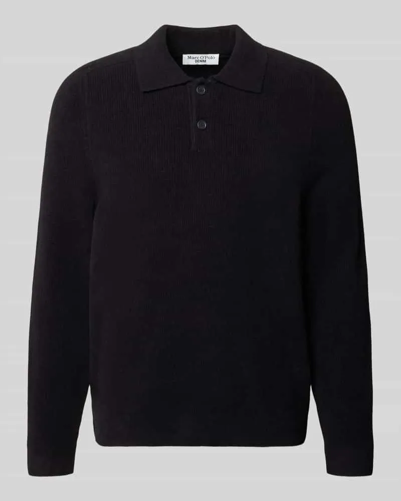 Marc O'Polo Regular Fit Strickpullover mit Polokragen Black